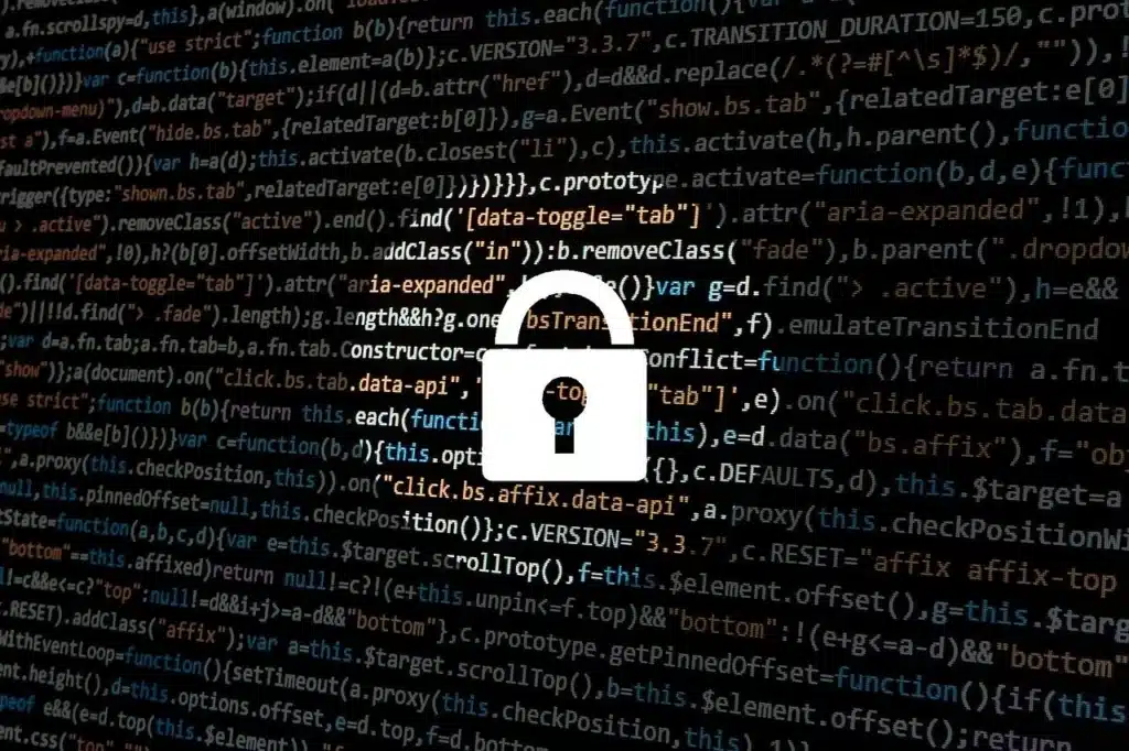 Photo of a lock over codes for cyber technicians