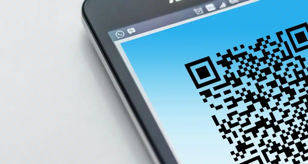 Photo of an Outlook QR code on a tablet screen