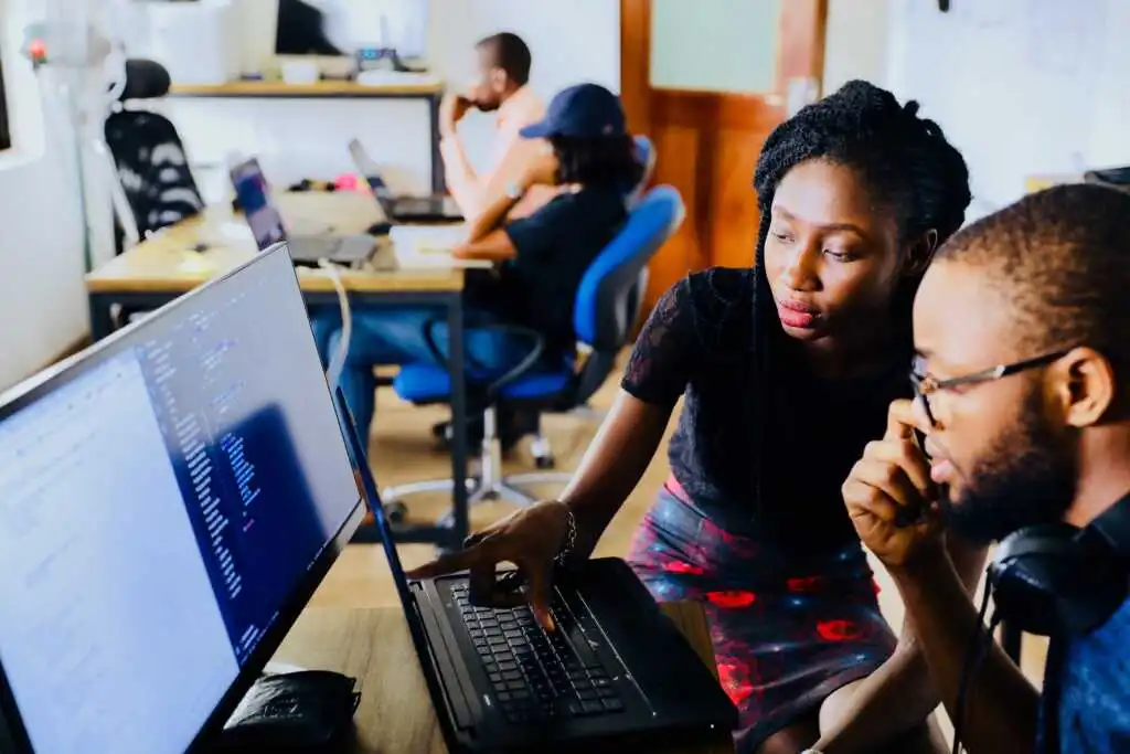Woman providing software support