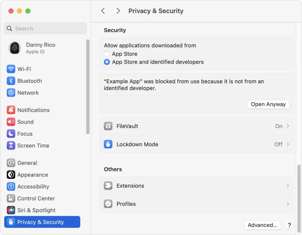 privacy and security settings