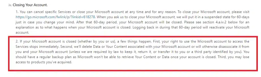 Microsoft services agreement  for microsoft 365 backup solution