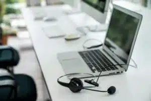 Macbook with headphones