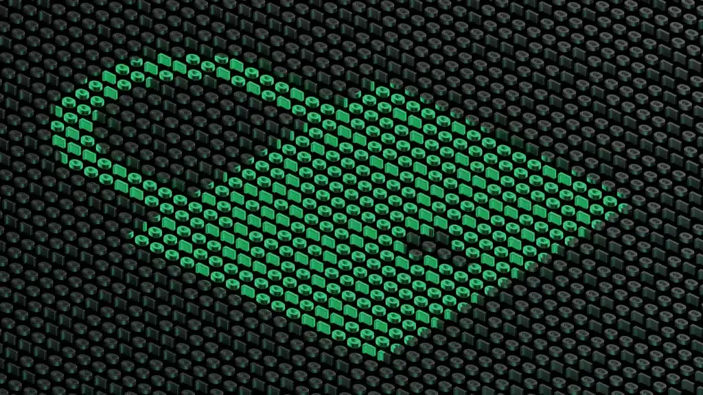 Green code in shape of a lock surrounded by black code