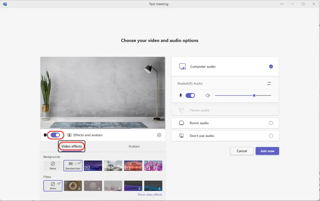 how to change background of teams video call step 3