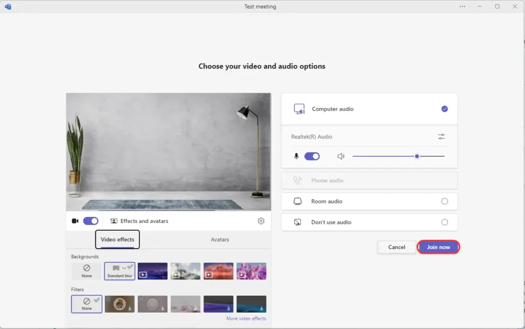 how to change background of teams video call step 4