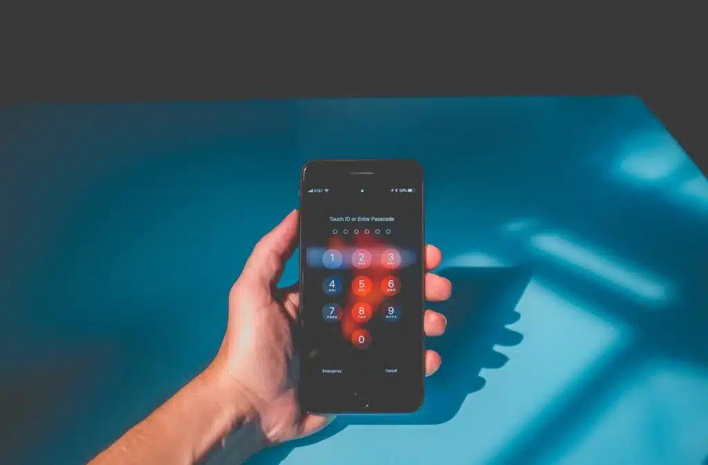 iPhone showing passcode screen