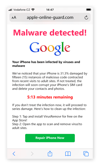 Fake virus scam