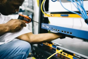 man using a drill