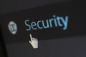 mouse cursor hovering over the word security