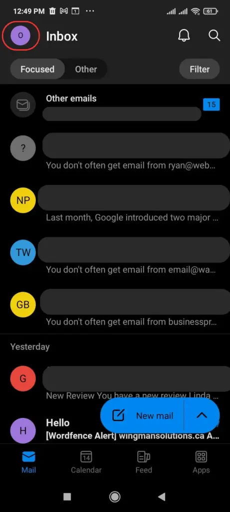 set up out of office message outlook mobile step 1