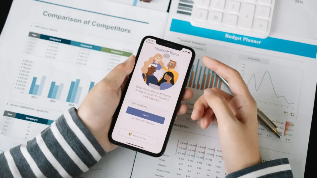 a person using the Microsoft Teams mobile app