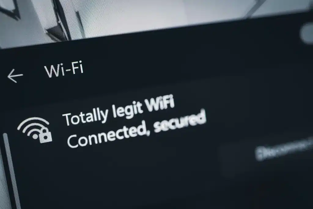 Photo of a screen with a wifi connection symbol
