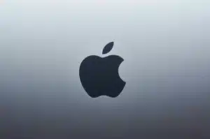 Space grey Macbook with Apple logo